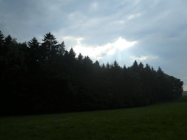 日落在森林上空的云洞图片下载