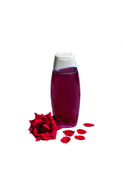 沐浴露，白色背景，玫瑰色图片下载