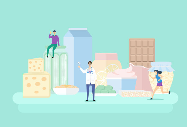 益生菌食品如奶酪，腌黄瓜，牛奶康普茶，橄榄，豆豉，泡菜，黑巧克力和泡菜，Vector图片下载