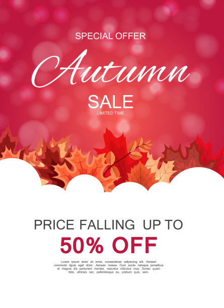 抽象矢量插图秋天销售背景与秋天的叶子图片下载
