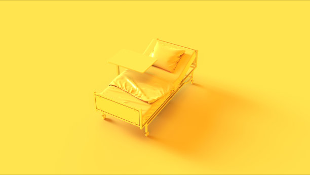 黄色病床，床头柜3图片下载