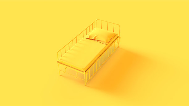 黄色病床，侧边可调图片下载