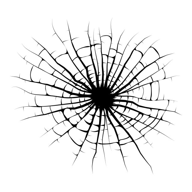 破碎的窗户，裂缝洞矢量设计孤立在白色背景上图片下载