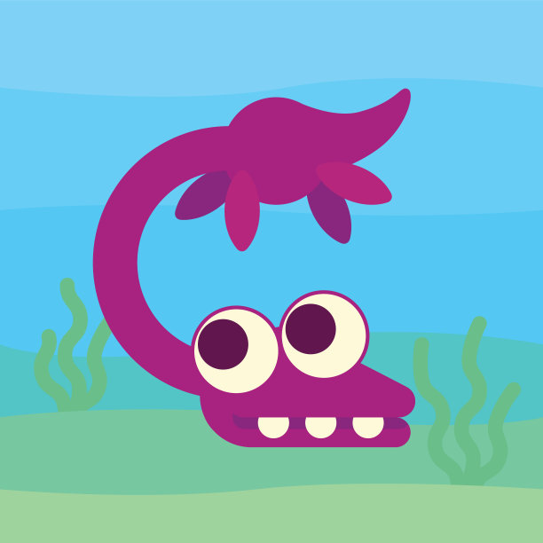 可爱的蛇颈龙游泳。恐龙的生活。矢量插图史前人物在平面卡通风格孤立在水下背景。有趣的粉色的蛇颈龙。为设计元素。图片下载