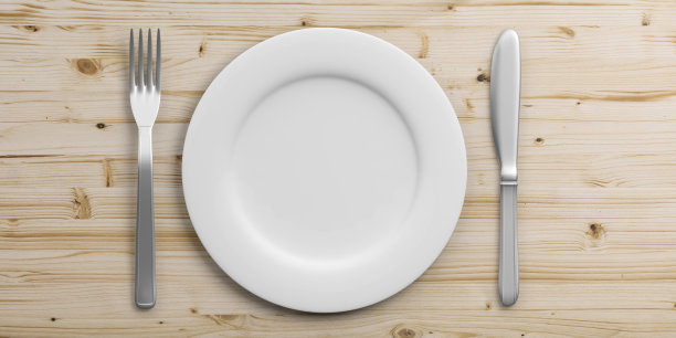 餐具摆放，木质背景上的3D图图片下载