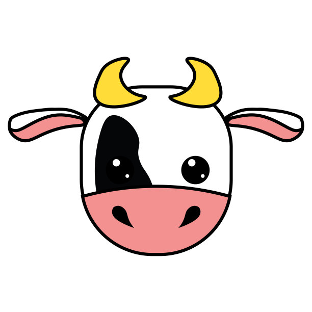 一个卡通牛。向量图片下载