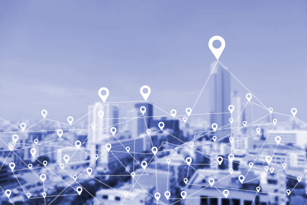 城市景观与社会网络连接的技术概念。图片下载