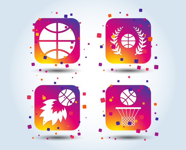 篮球的图标。球与篮子和火球。图片下载