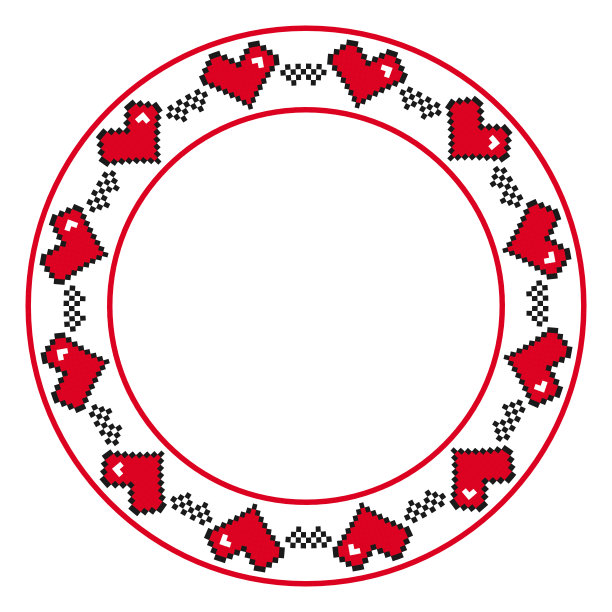 传统民族圆形几何刺绣图案图片下载