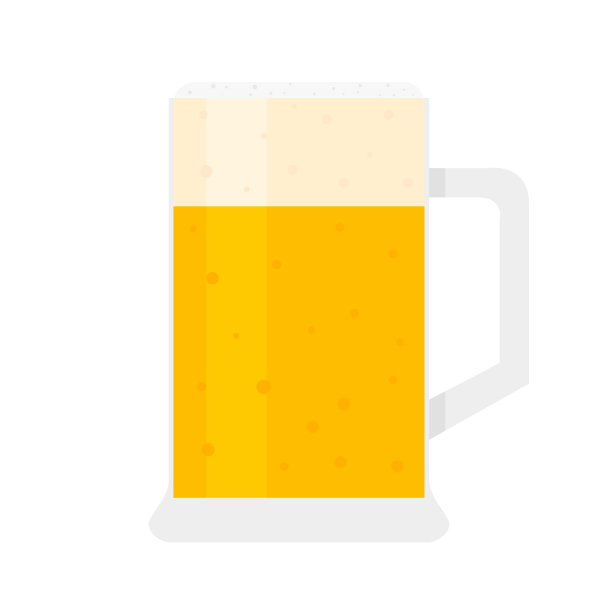 啤酒在一个平坦的白色背景的玻璃杯里图片下载