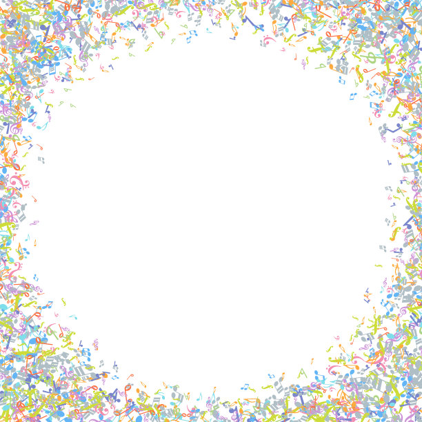 矢量彩色音乐符号背景元素在扁平风格图片下载