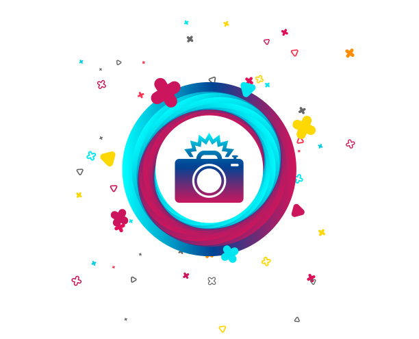 照片相机标志图标。照片flash的象征。图片下载