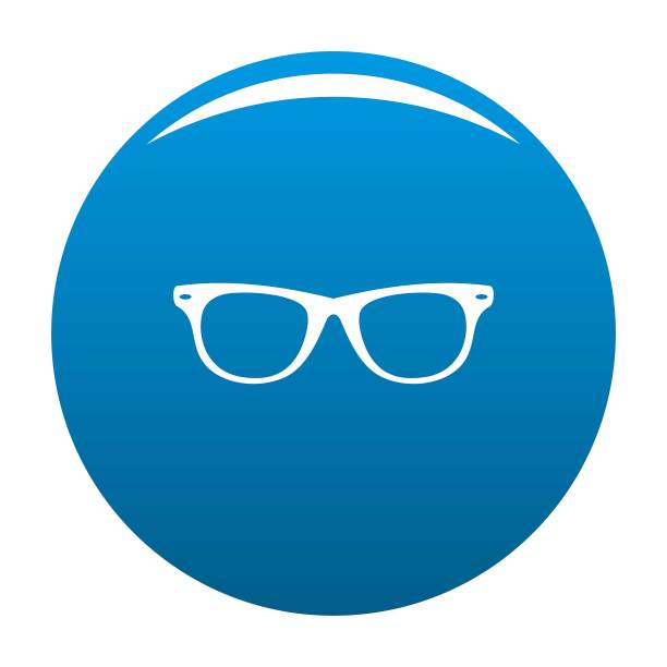 男人眼镜图标蓝色向量图片下载