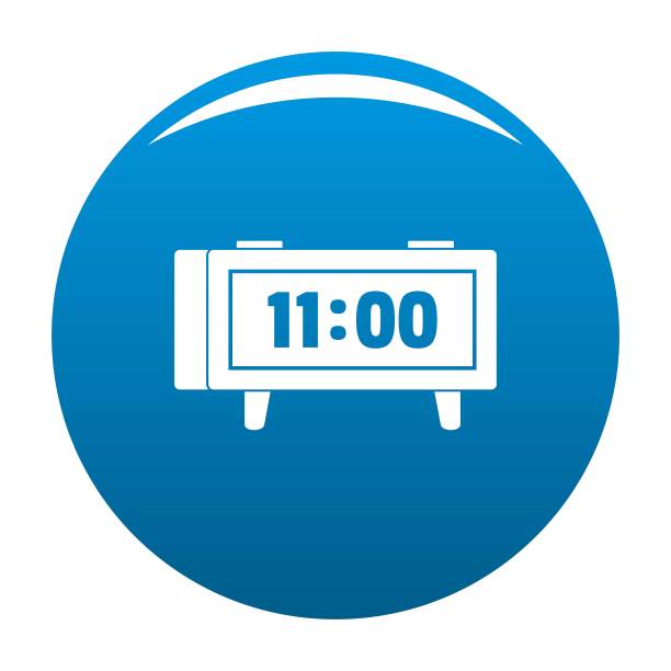 闹钟复古图标蓝色向量图片下载