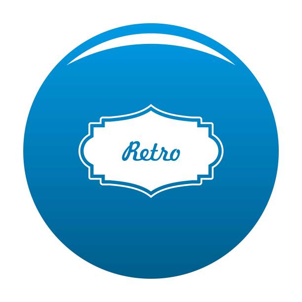 复古标签图标蓝色向量图片下载