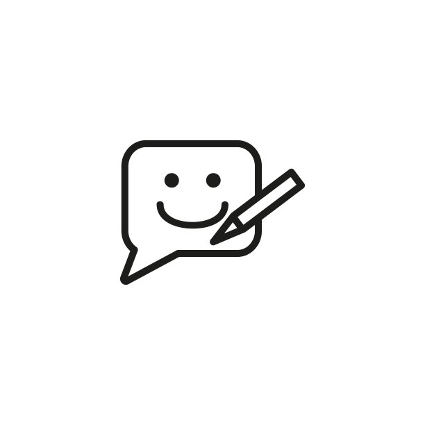 笑脸语音气泡和笔线图标图片下载