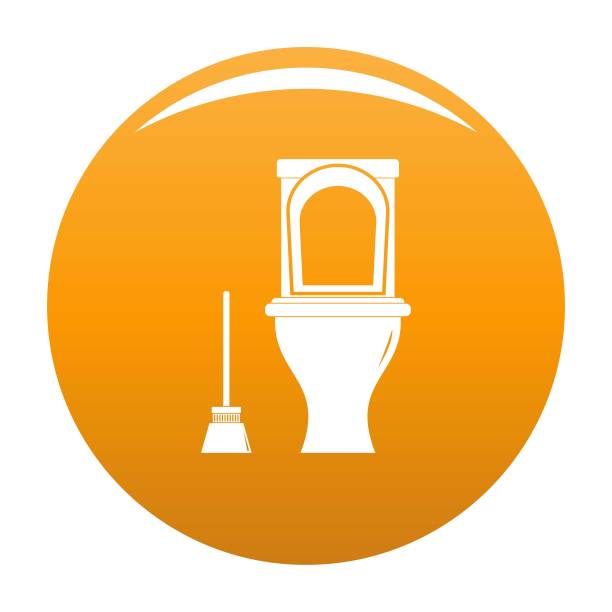 清洁厕所图标向量橙色图片下载