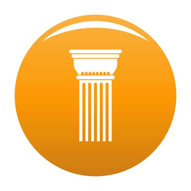 橙色建筑柱形图标矢量素材图片下载