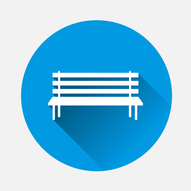 向量图像的长凳上的蓝色背景。平面图像长凳与长阴影。图层分组便于编辑插图。为你的设计。图片下载