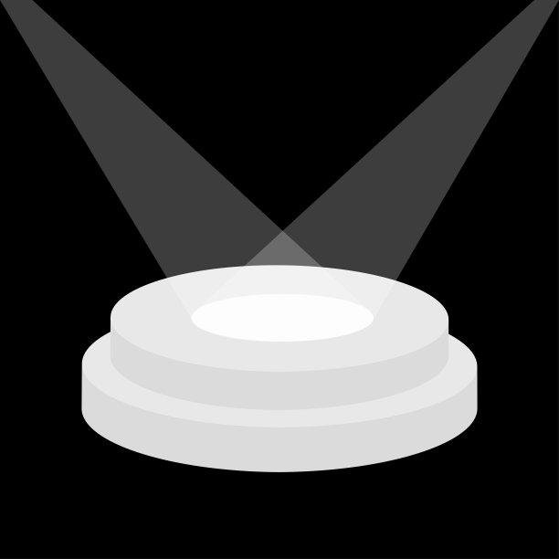 聚光灯照亮的圆形舞台。展示用的空基座。3d现实设计平台。孤立。黑色背景。模板。平面设计。图片下载