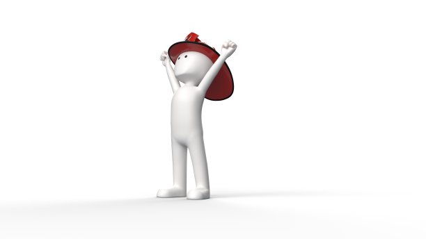 3D渲染的stickman消防队员图片下载