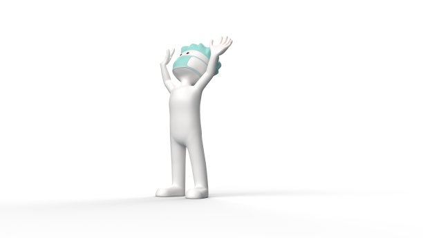 3D渲染的白色stickman与外科医生的帽子图片下载