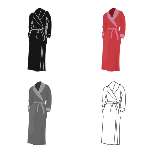 洗完澡后穿的粉红色女士长袍。妇女的家居服。女人衣服单图标在卡通风格向量符号股票插图网图片下载