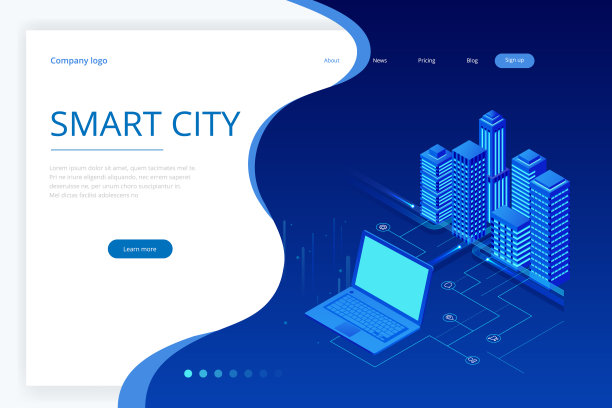 等距的现代城市。网站模板的概念。智慧城市与智能服务和图标，物联网，网络和增强现实概念图片下载