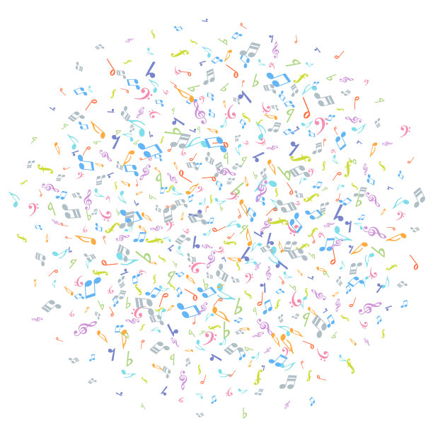 矢量彩色音乐符号背景元素在扁平风格图片下载