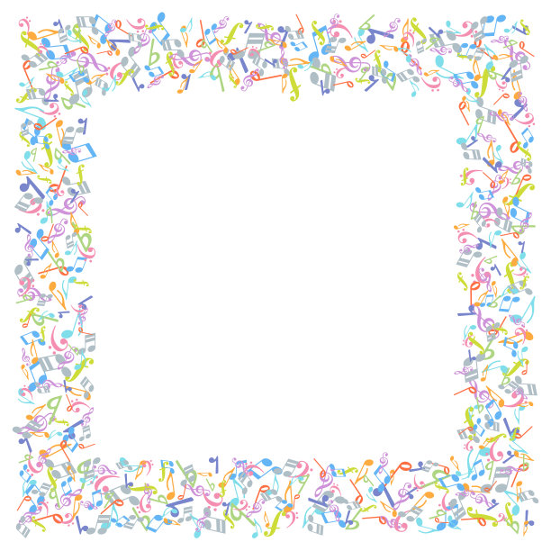 矢量彩色音乐符号背景元素在扁平风格图片下载