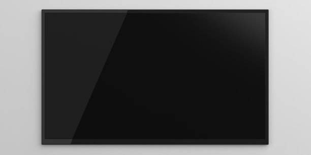 白色背景的壁式电视。三维演示图片下载