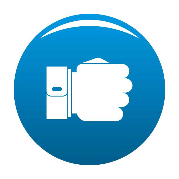 手握拳头图标蓝色矢量图片下载