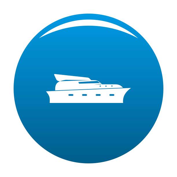游艇图标蓝色矢量图片下载