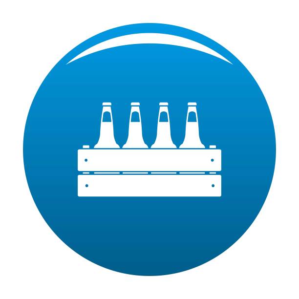 啤酒箱图标蓝色矢量图片下载