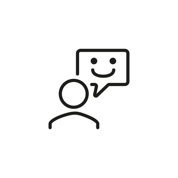 男人在语音气泡线图标的笑脸图片下载