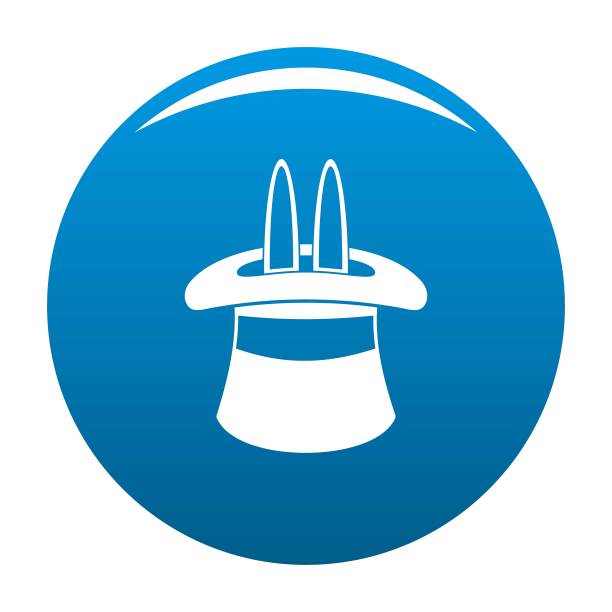 帽子与兔子耳朵图标蓝色矢量图片下载