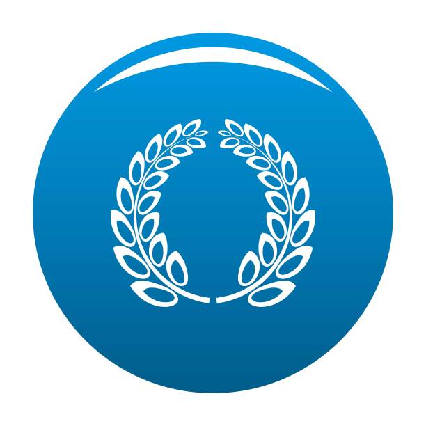 奖杯花环图标向量蓝色图片下载