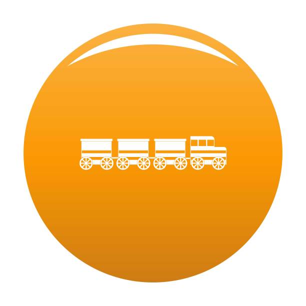 电动火车图标向量橙色图片下载