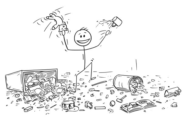 顽皮或不听话的小男孩做乱的卡通图片下载