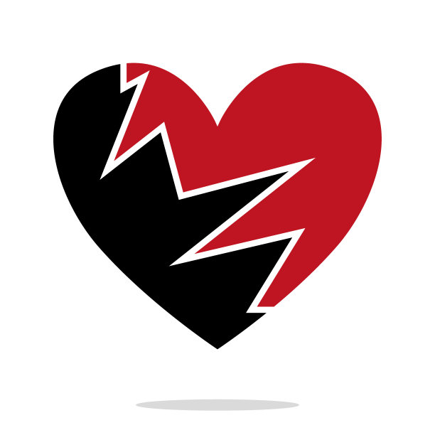 心碎黑心图标矢量，心碎插图图片下载