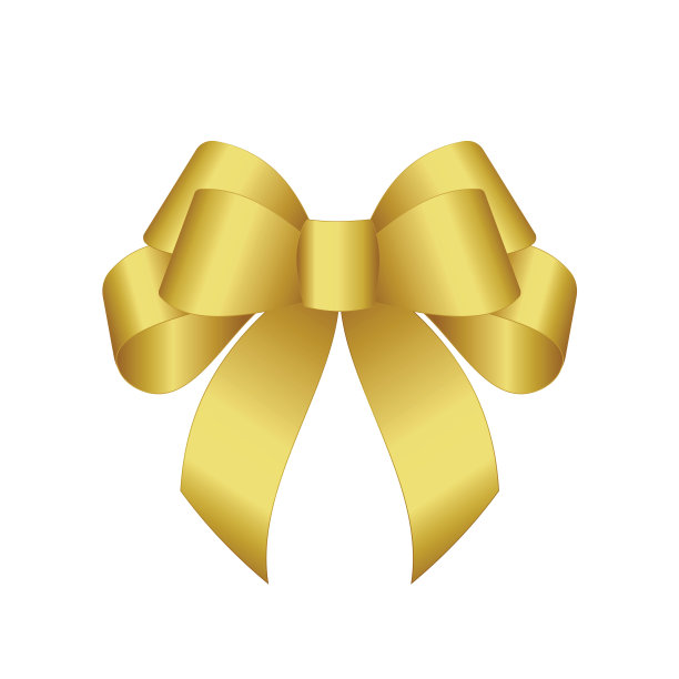 矢量闪亮的金色缎子礼物弓靠近孤立的白色背景图片下载