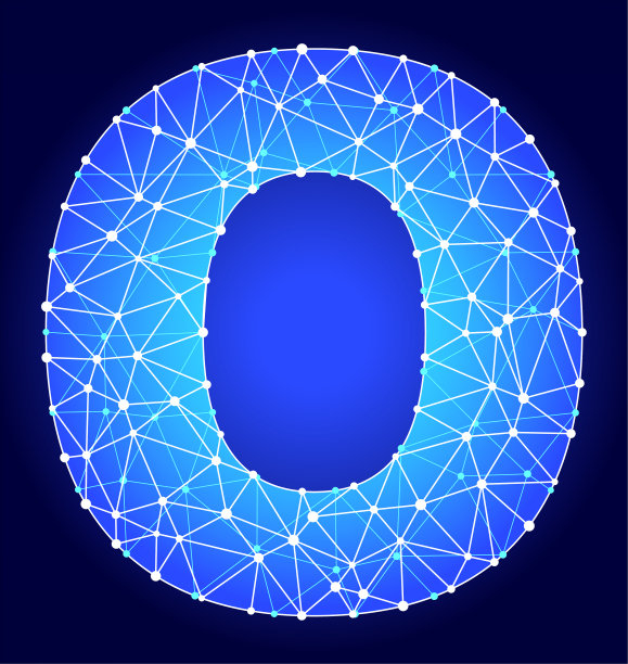 字母O蓝色三角形节点向量模式图片下载