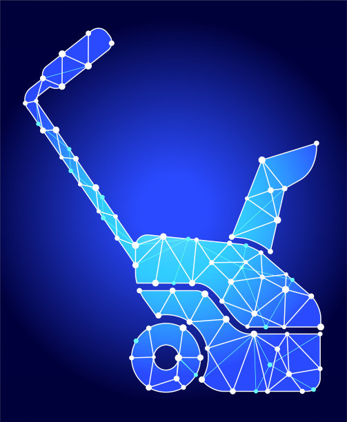 草地割草机蓝色三角形节点向量模式图片下载