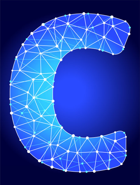 字母C蓝色三角形节点向量模式图片下载