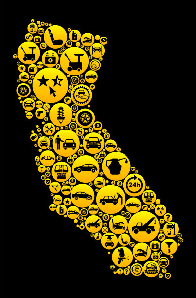 加州汽车和汽车修理图标背景图片下载