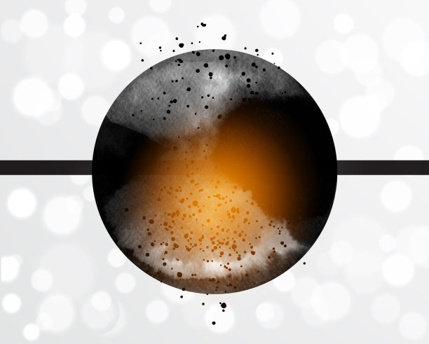 黑色发光墨圈在白色发光背景上。传统的日本水墨画。素材图片