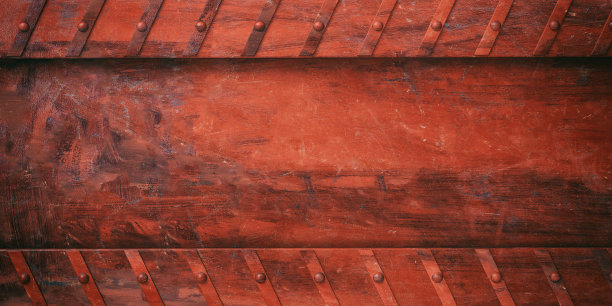 生锈的红色金属板与螺栓背景，横幅。三维演示图片下载