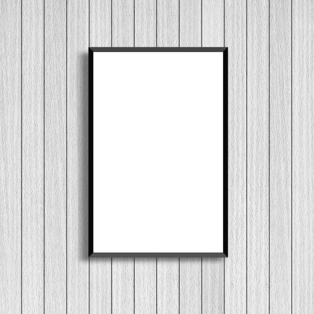 模拟的白色海报框架上现代现代的木条木工背景纹理的设计和装饰室内的概念图片下载