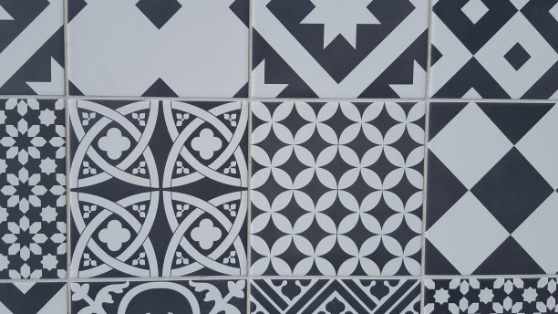 摩洛哥瓷砖设计的拼接马爵利卡陶器瓷砖图片下载