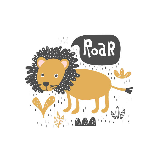 站立狮子插画图片下载